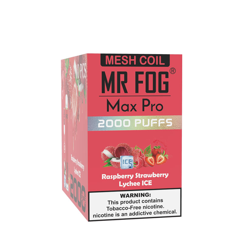 MR FOG MAX PRO 2000 PUFFS Raspberry Strawberry Lychee On Ice Mr Fog
