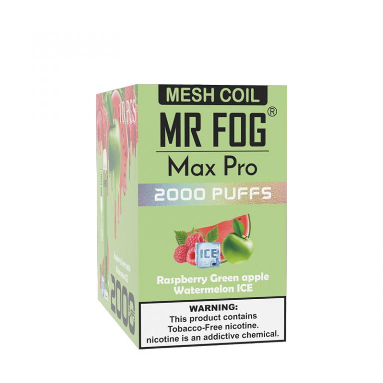 MR FOG MAX PRO 2000 PUFFS Raspberry Green Apple Watermelon On Ice Mr